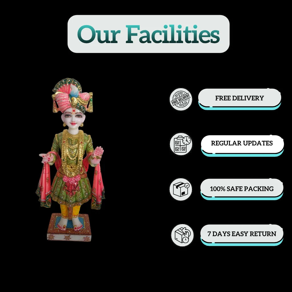 Ghanshyam Maharaj Marble Statue 18 inch - 60 inch - Salvik | Marble Murti Manufacturers in India