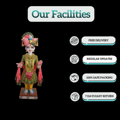 Ghanshyam Maharaj Marble Statue 18 inch - 60 inch - Salvik | Marble Murti Manufacturers in India