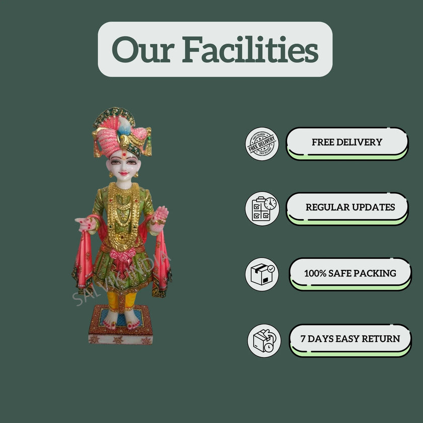 Ghanshyam Maharaj Marble Statue 18 inch - 60 inch - Salvik | Marble Murti Manufacturers in India