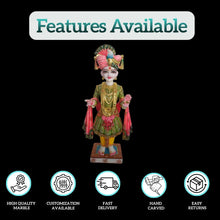 Front view of handcrafted Ghanshyam Maharaj Marble Statue