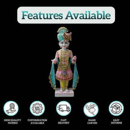 Ghanshyam Maharaj Murti Online – Handcrafted Marble Idol for Home Temples - Salvik | Marble Murti Manufacturers in India