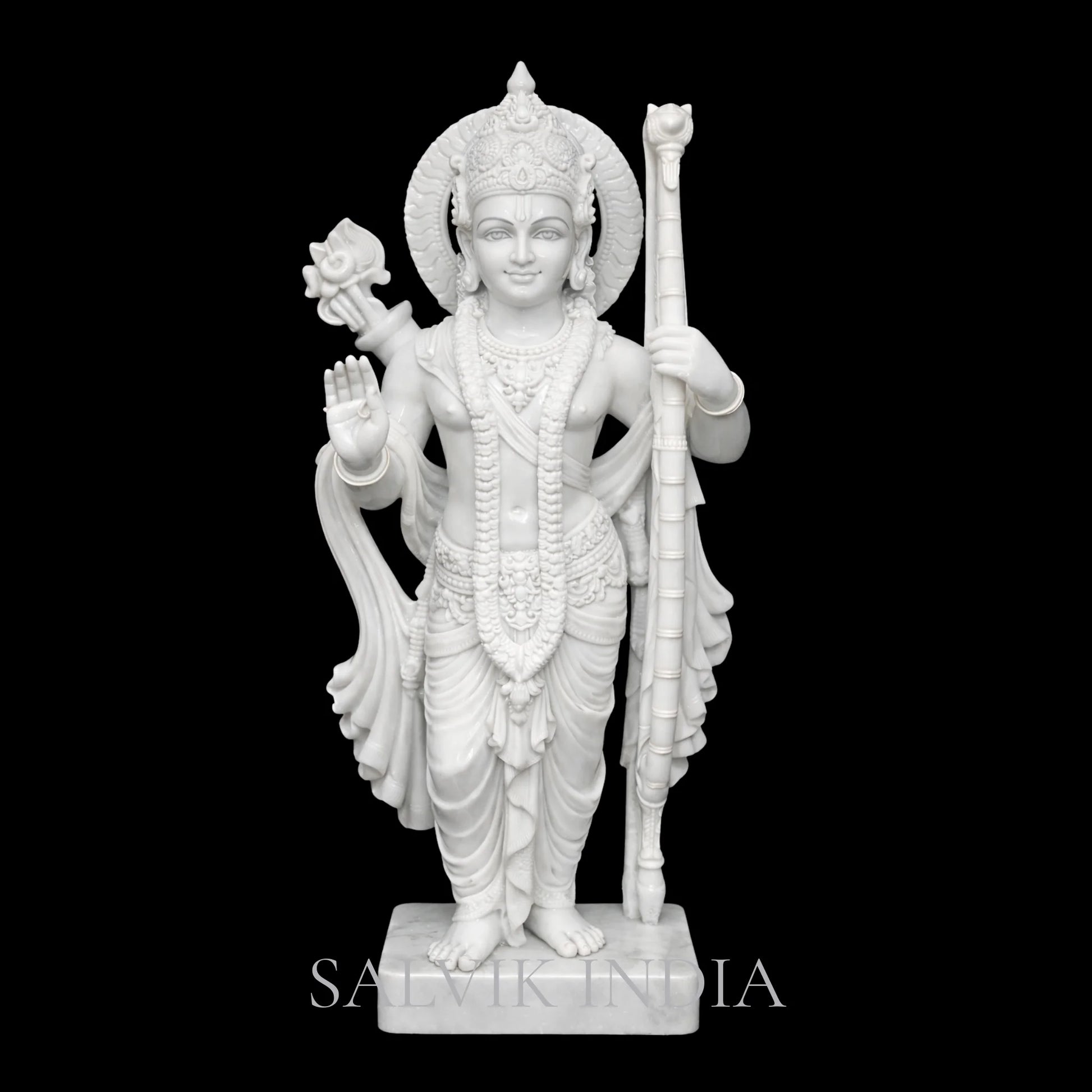 hand carved makrana marble lord ram idol for home mandir white marble statue