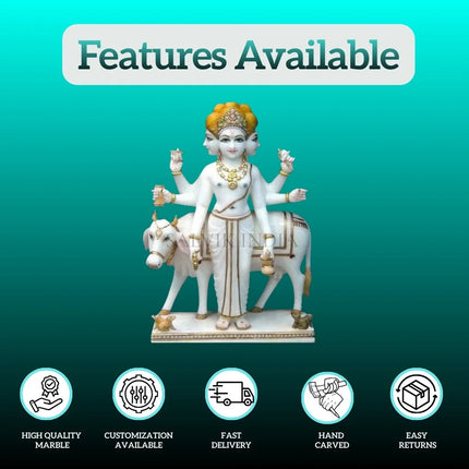 Handcrafted Marble Datta Murti with Fine Detailing