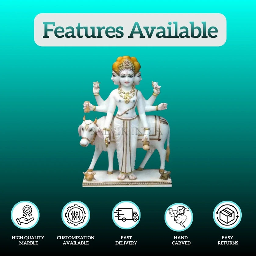 Handcrafted Marble Datta Murti with Fine Detailing