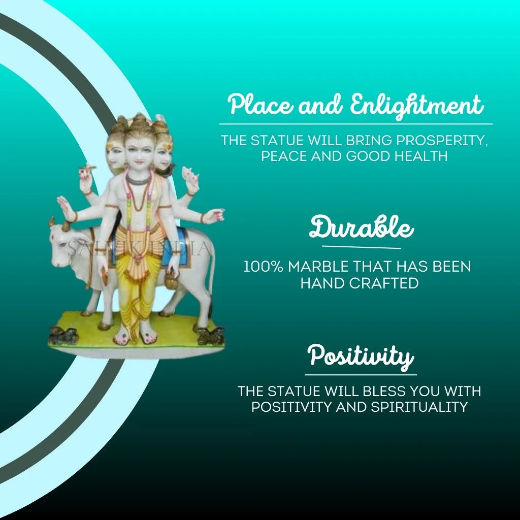 Handcrafted Dattatreya marble moorti by Jaipur artisans
