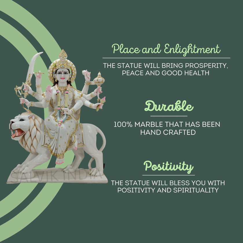 Makrana Marble Durga Maa Idol Divine Finish