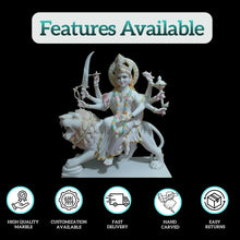Durga Maa Marble Idol for Home-Hand Carved Goddess Durga Statue for Temple & Pooja Room