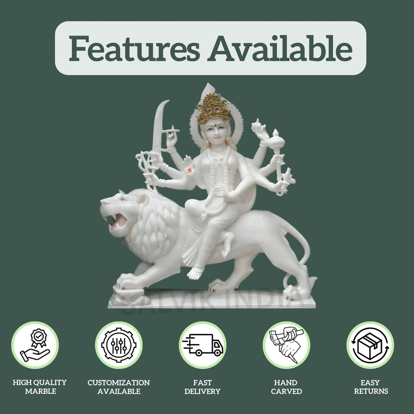Beautiful Durga Maa marble idol made from Makrana marble
