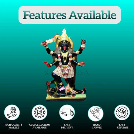 Handcrafted Kali Mata Marble murti – Premium Marble Statue for Pooja Room