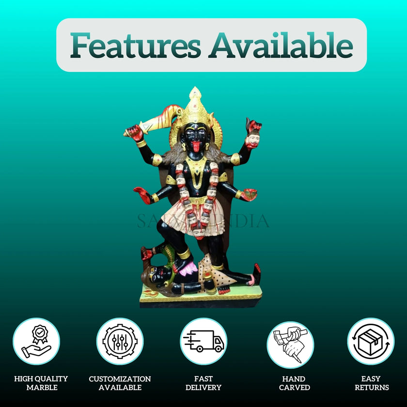 Handcrafted Kali Mata Marble murti – Premium Marble Statue for Pooja Room