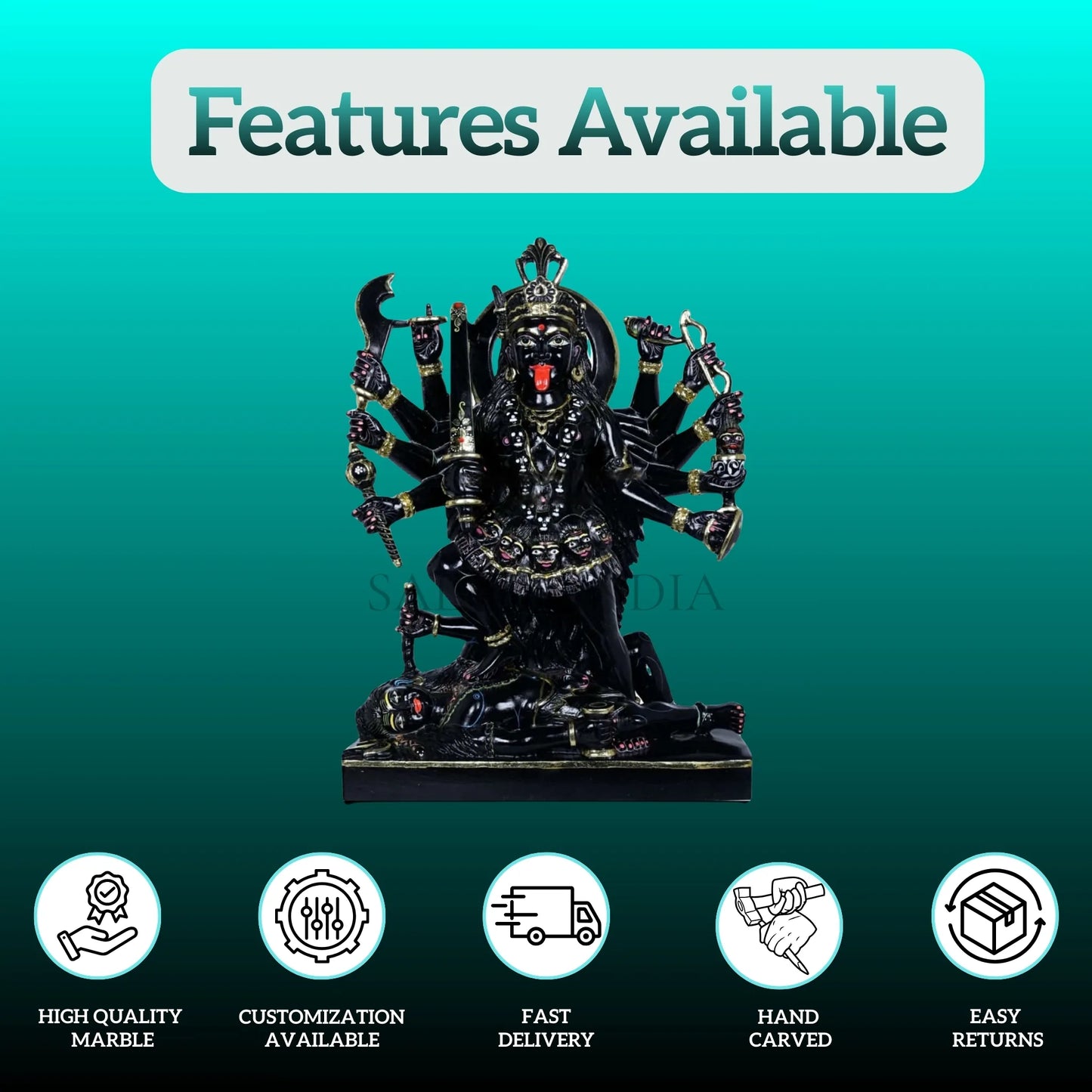 Handcrafted Maa Kali Marble Idol – Premium Statue for Pooja Room