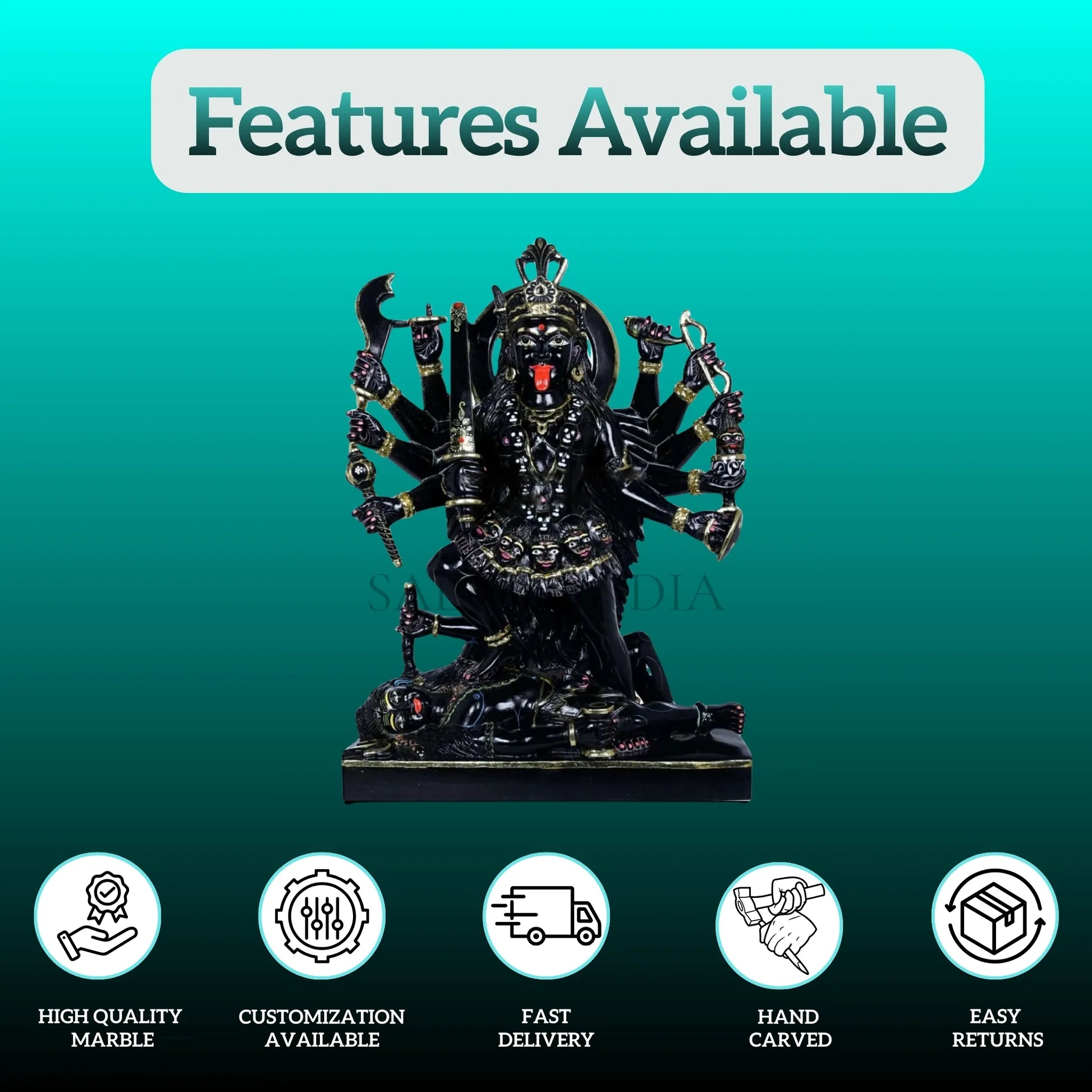 Handcrafted Maa Kali Marble Idol – Premium Statue for Pooja Room