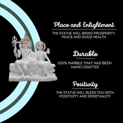 Handmade marble Shiv Parivar idol with detailed carving