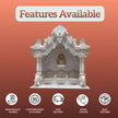 Handcrafted marble temple design with detailed front carving and elegant structure