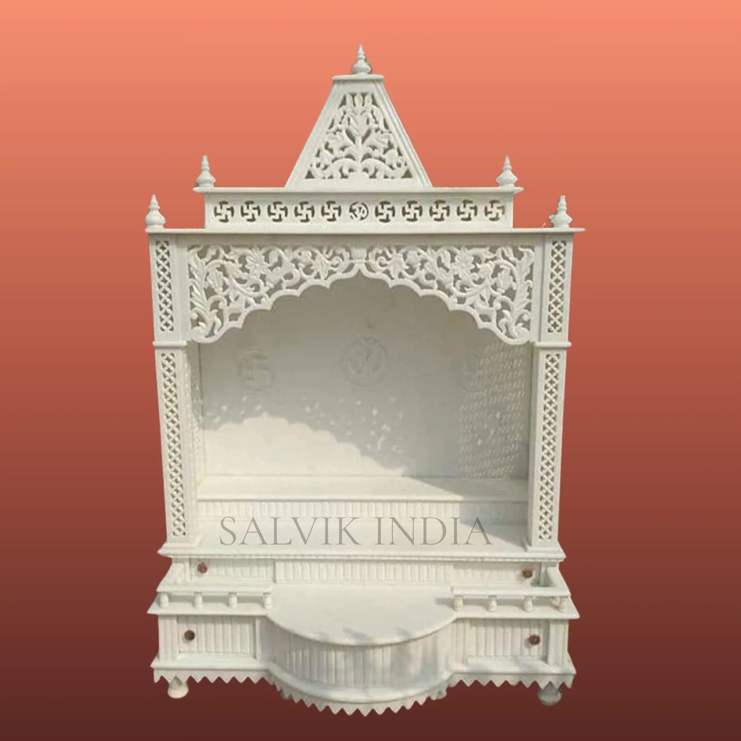 handcrafted marble temple with personalized carving custom pooja mandir