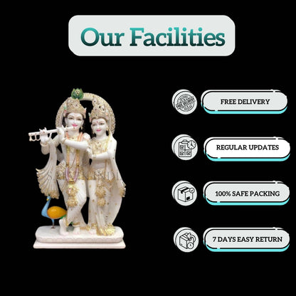 Handcrafted Radha Krishna marble idol with Krishna