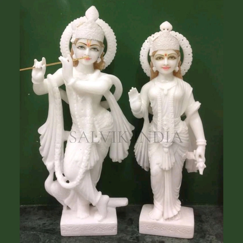 handcrafted radha krishna murti marble