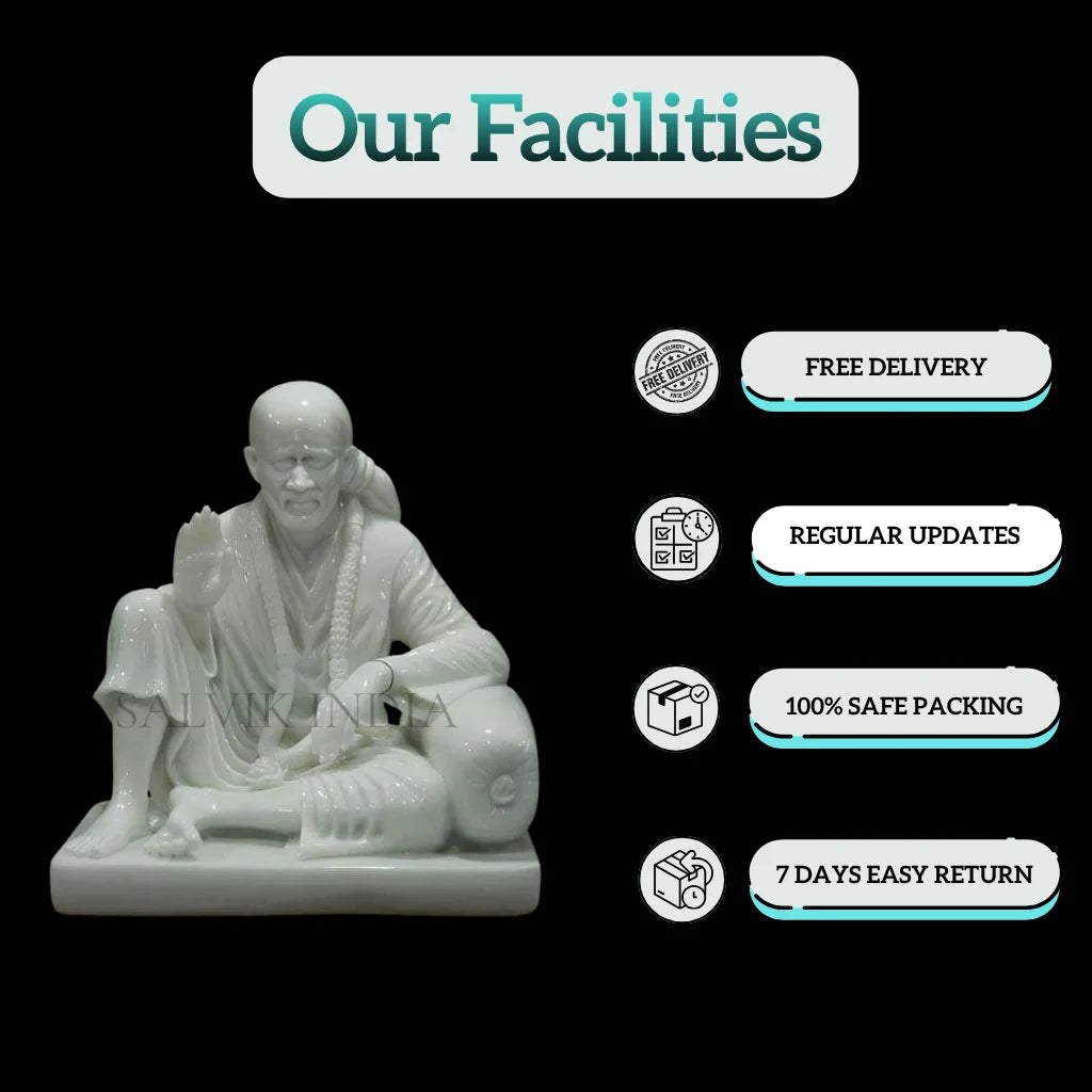 Handmade Sai Baba Marble Murti – Premium Idol with Divine Finish