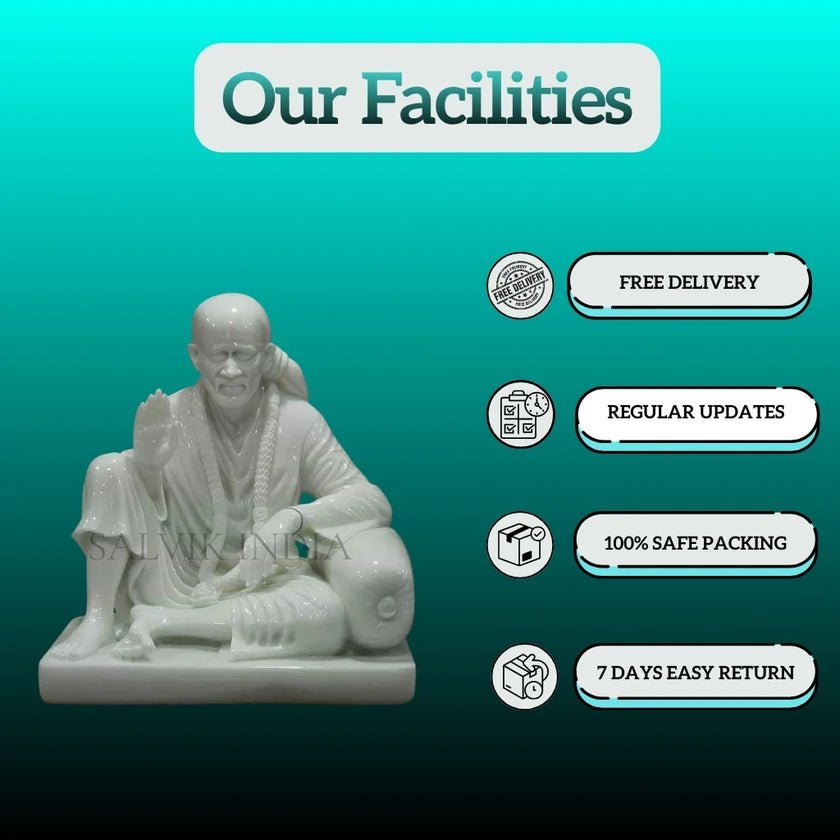 Handmade Sai Baba Marble Murti – Premium Idol with Divine Finish