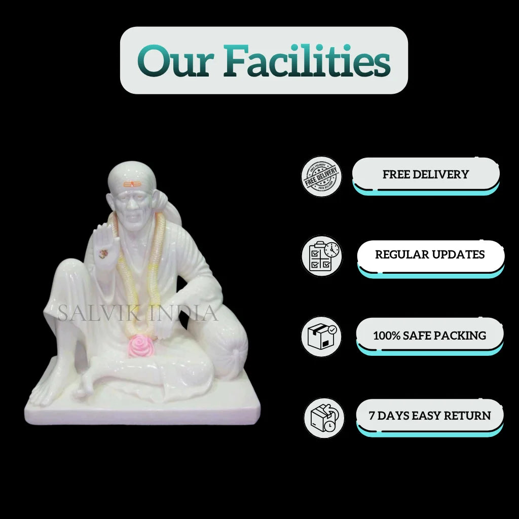 Handcrafted Sai Baba Marble Murti price – Divine White Marble Idol