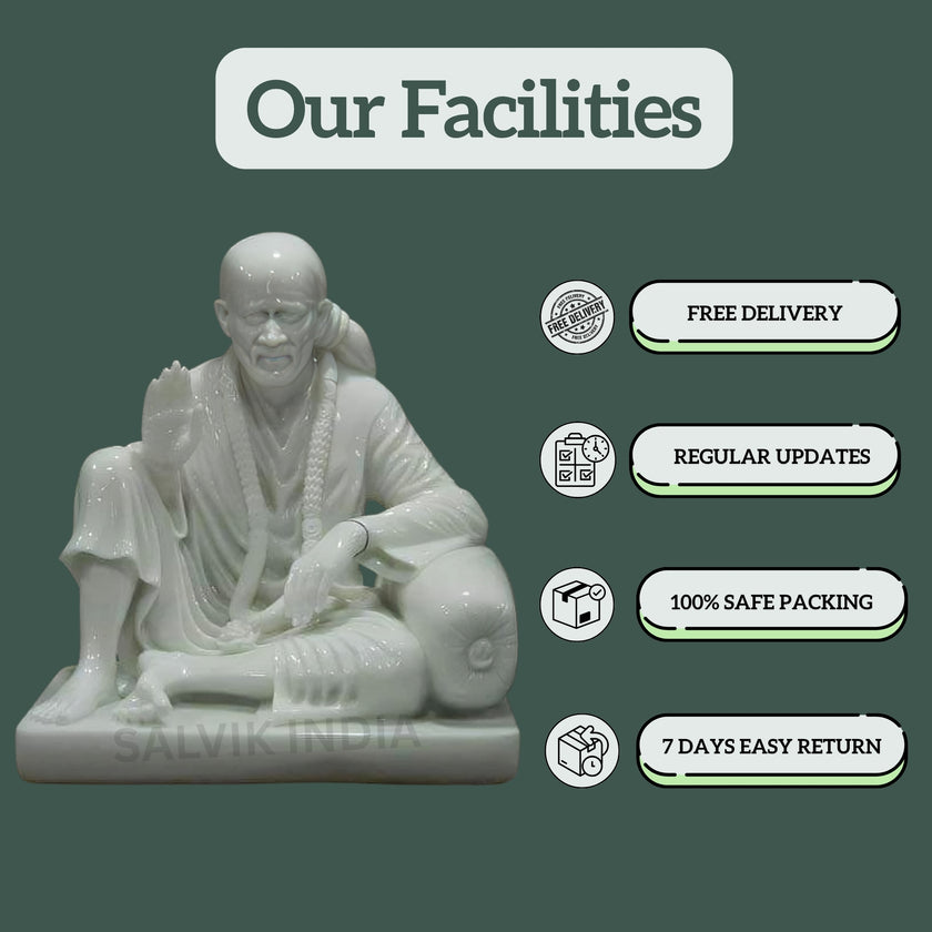 Handmade Sai Baba Marble Murti – Premium Idol with Divine Finish