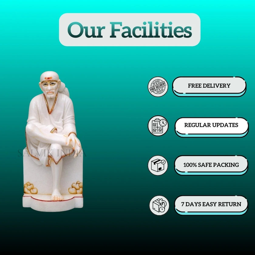 Handcrafted Sai Baba Marble Statue for home handcrafted by Jaipur artisans