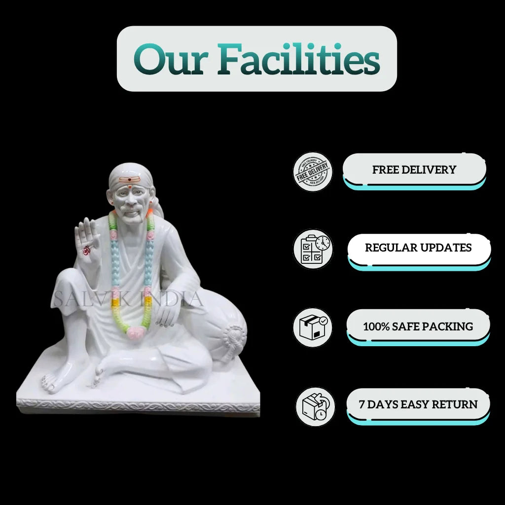 Handmade  Sai Baba Murti 2 Feet – Jaipur Marble Artwork