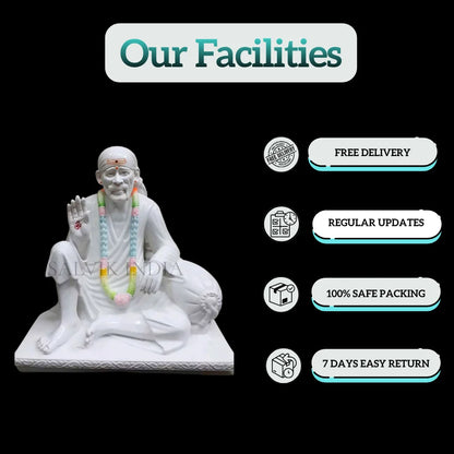 Handmade  Sai Baba Murti 2 Feet – Jaipur Marble Artwork