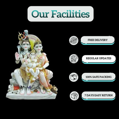 Handcrafted Shiv Parvati marble statue for home mandir