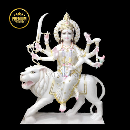 White marble Durga idol for home mandir