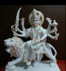 White marble Durga idol for home mandir