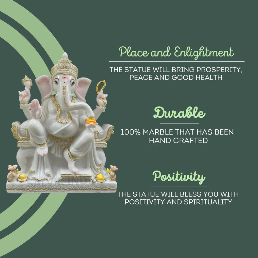 Handcrafted Vinayagar Marble Murti – Brings Peace, Prosperity, and Positive Energy to Your Home or Temple