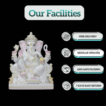 Handcrafted white marble Ganesh statue