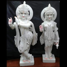 Handcrafted White Marble Radha Krishna Statue for home temple