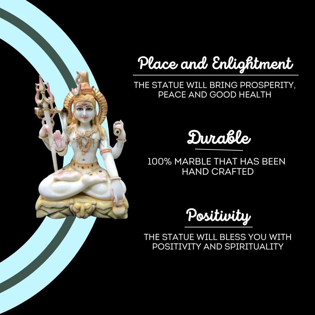 handcrafted white marble shiv murti fine detailing