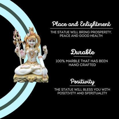 handcrafted white marble shiv murti fine detailing