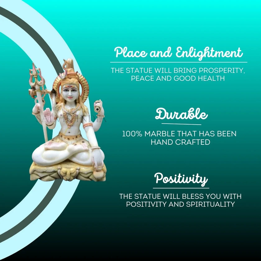 handcrafted white marble shiv murti fine detailing
