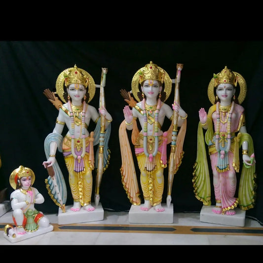 handcrafted marble ram darbar murti set 12 inch for home mandir