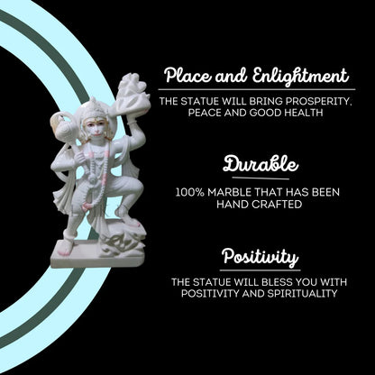 Benefits of marble Hanuman Ji statue – handcrafted in Jaipur, made from pure white marble bringing peace and positivity
