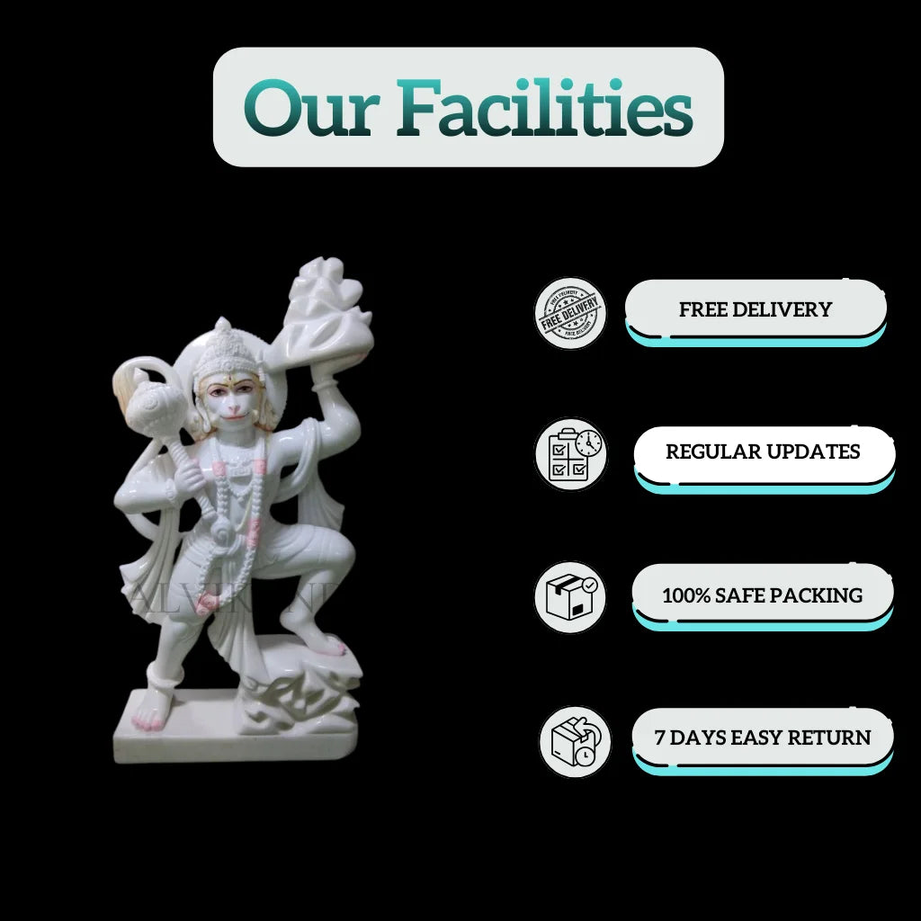 Facilities available with Hanuman Ji marble statue – free delivery, safe packing, easy returns by Salvik India