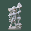 White marble Hanuman Ji statue holding Sanjeevani Parvat handcrafted by Salvik India