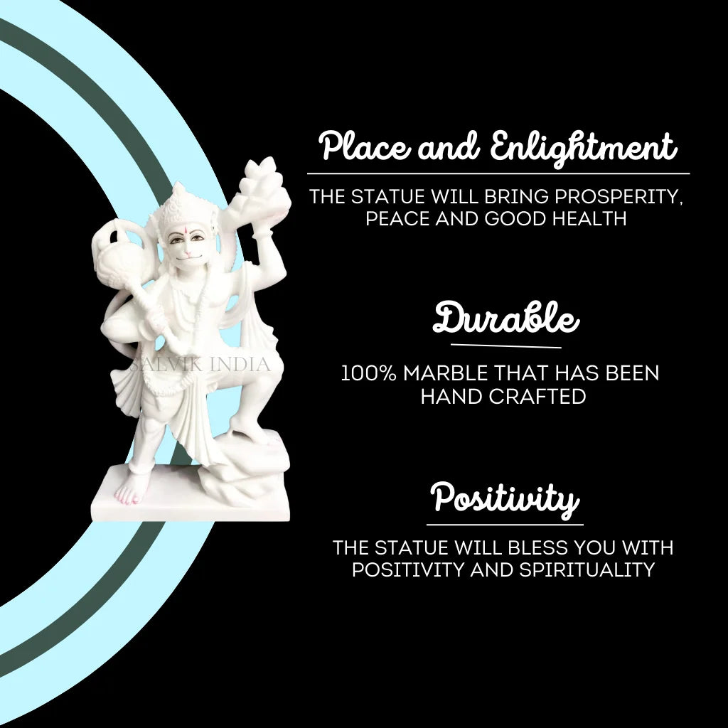 Benefits of marble Hanuman murti – handcrafted 100% marble statue bringing peace and positivity