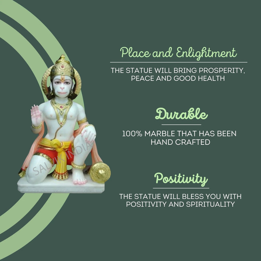 Benefits of marble Hanuman murti – handcrafted 100% marble statue bringing peace and positivity