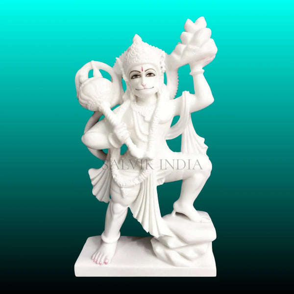 White marble Hanuman Ji murti handcrafted in Jaipur by Salvik India
