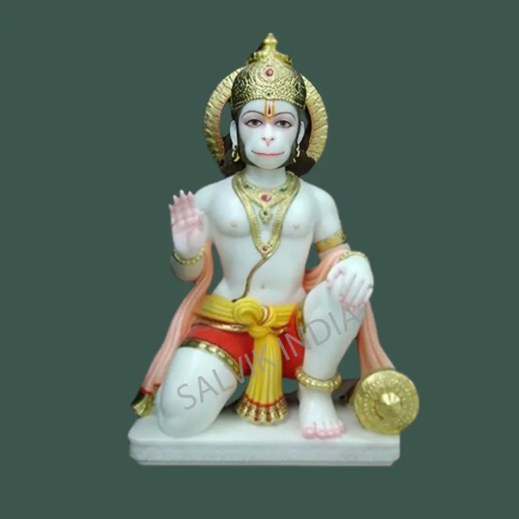 White marble Hanuman Ji murti handcrafted in Jaipur by Salvik India