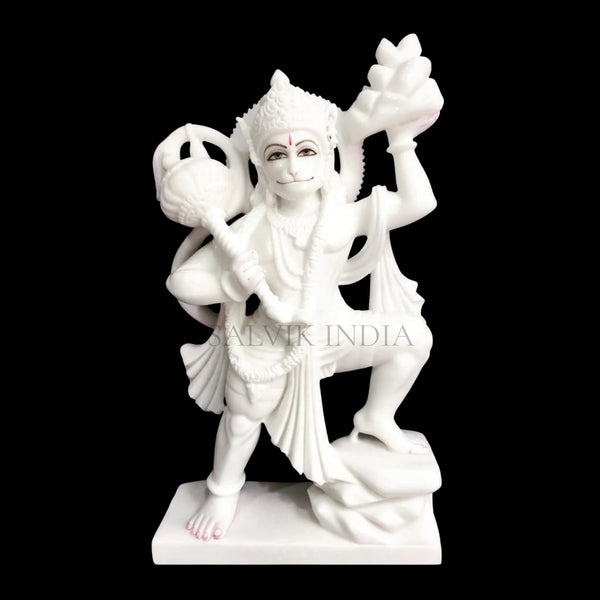 White marble Hanuman Ji murti handcrafted in Jaipur by Salvik India

