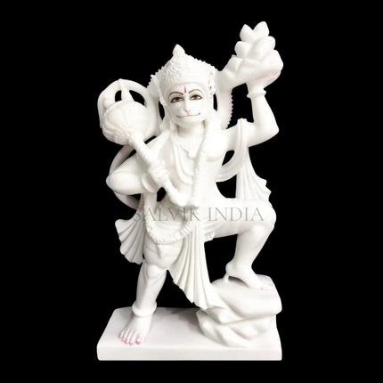 White marble Hanuman Ji murti handcrafted in Jaipur by Salvik India
