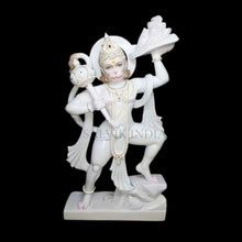 White Makrana marble Hanuman statue handcrafted for home and temple by Salvik India