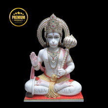  Hanuman  Marble Murti in Sitting Blessing Pose with detailed craftsmanship