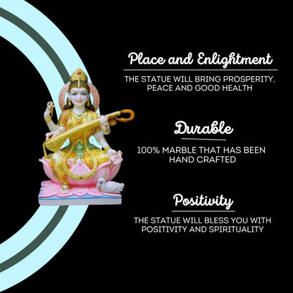 Home temple premium painted Saraswati idol handcrafted